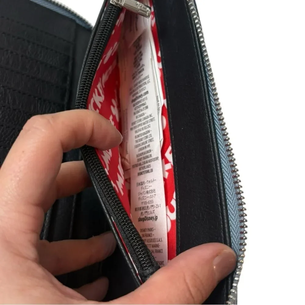 Disney Parks Loungefly Mickey Mouse Denim‎ Zip Around Lay Flat Wallet